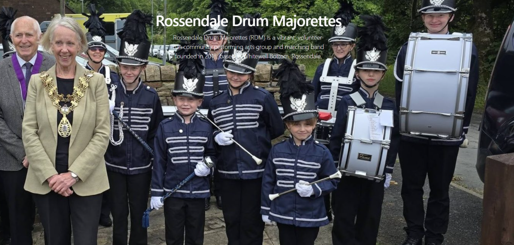 Rossendale Drum Majoretters with the Mayor of Rossendale